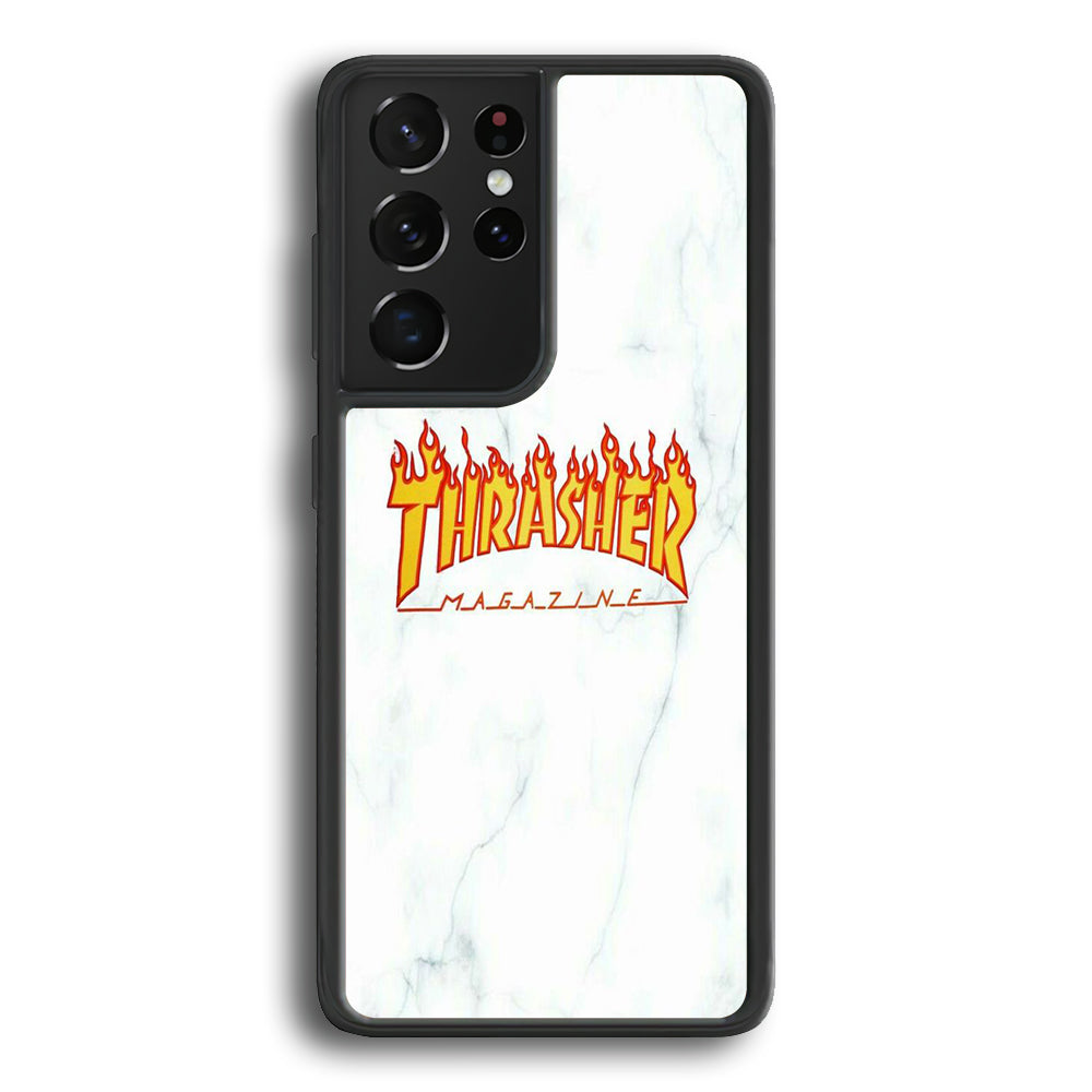 Thrasher White Marble Samsung Galaxy S25 Ultra Case-Xtracase