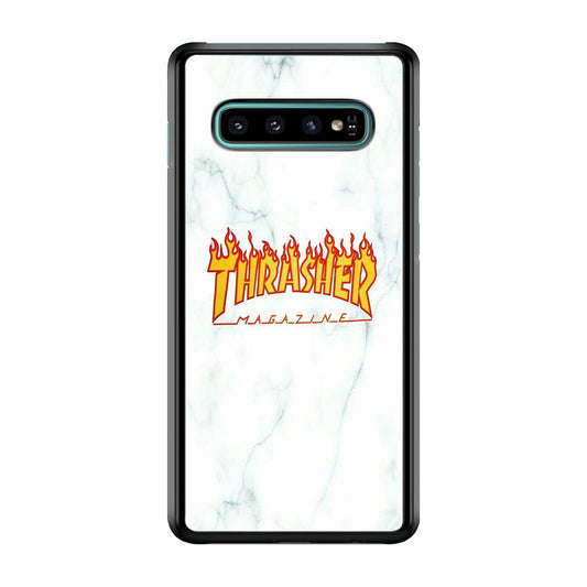 Thrasher White Marble Samsung Galaxy S10 Plus Case-Xtracase