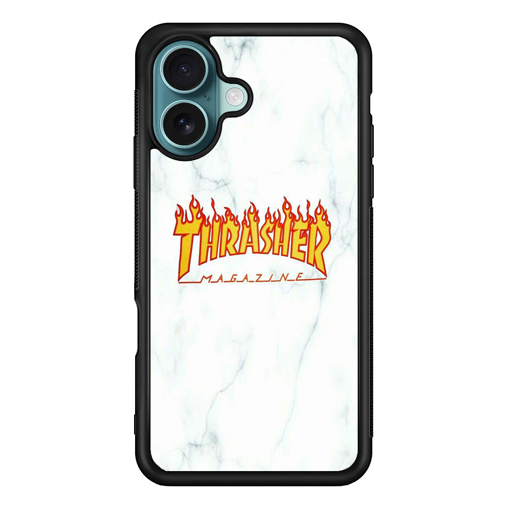 Thrasher White Marble iPhone 16 Case - Xtracase