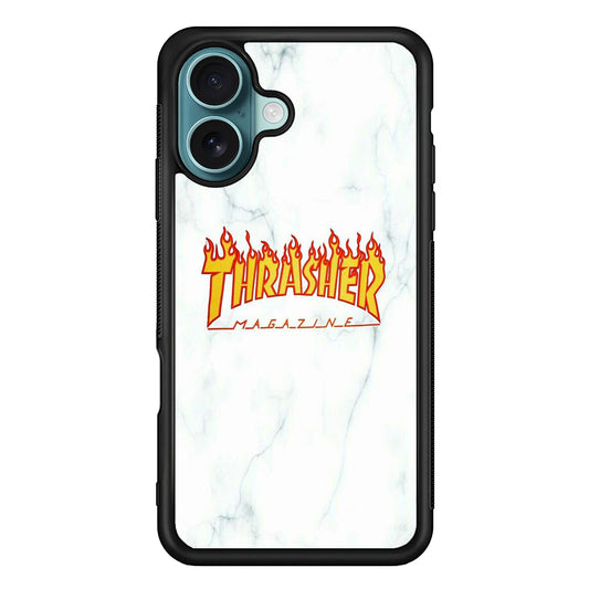 Thrasher White Marble iPhone 16 Case - Xtracase