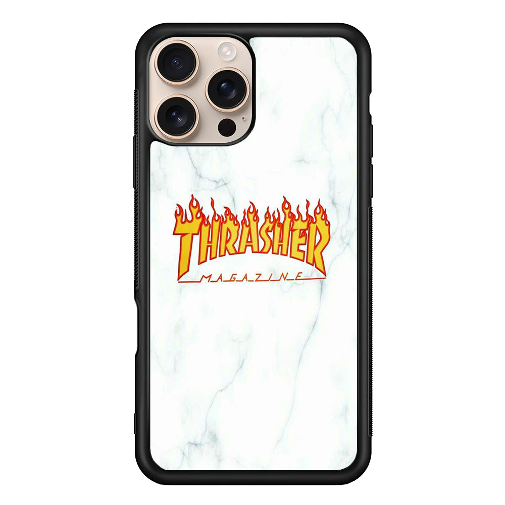 Thrasher White Marble iPhone 16 Pro Case - Xtracase