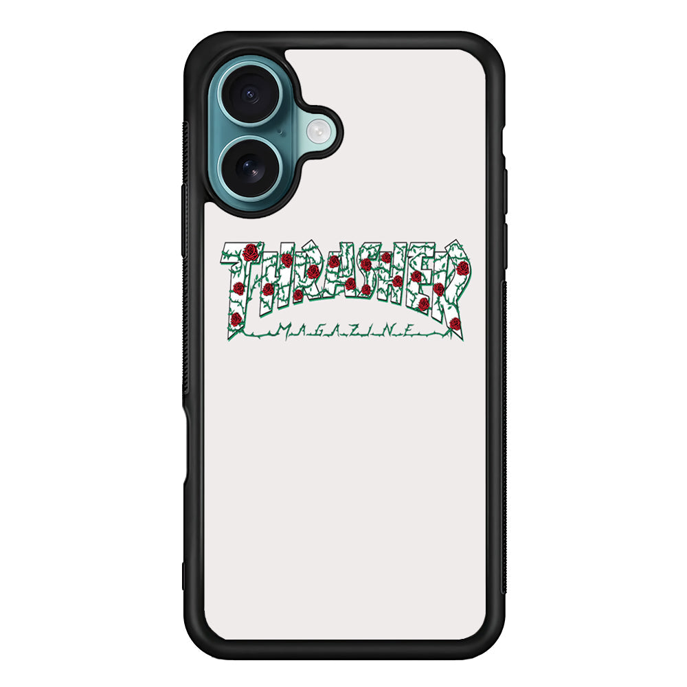 Thrasher White Milk Rose Floral iPhone 16 Plus Case - Xtracase