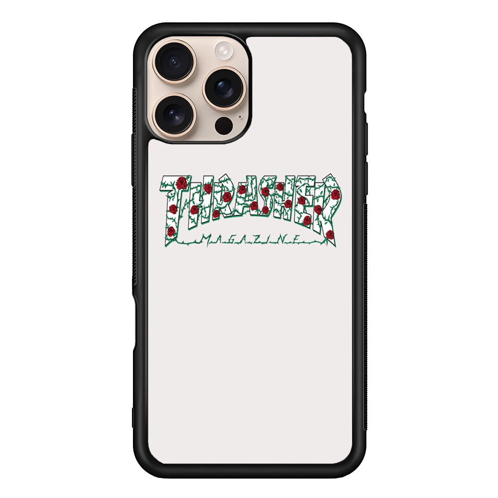 Thrasher White Milk Rose Floral iPhone 16 Pro Max Case - Xtracase