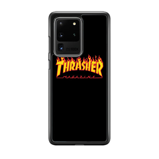Thrasher Magazine Black Simple Fire Samsung Galaxy S20 Ultra Case-Xtracase