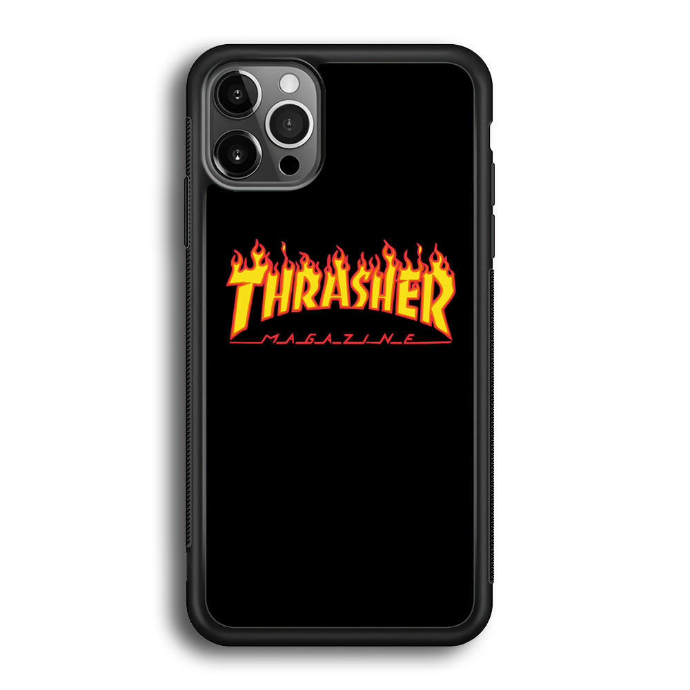 Thrasher Magazine Black Simple Fire iPhone 12 Pro Case-Xtracase