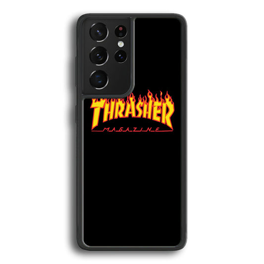 Thrasher Magazine Black Simple Fire Samsung Galaxy S21 Ultra Case-Xtracase
