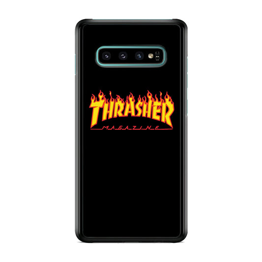 Thrasher Magazine Black Simple Fire Samsung Galaxy S10 Case-Xtracase