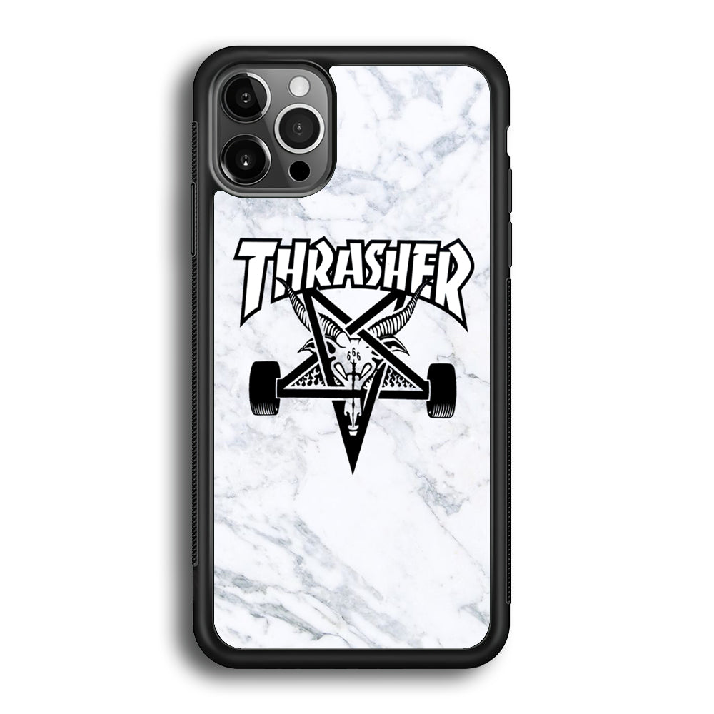 Thrasher x Pentagram White Marble iPhone 12 Pro Case-Xtracase