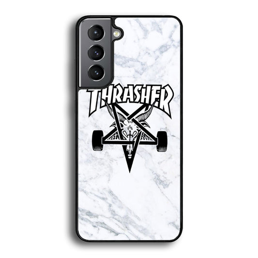Thrasher x Pentagram White Marble Samsung Galaxy S21 Case-Xtracase
