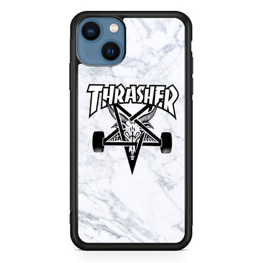 Thrasher x Pentagram White Marble iPhone 15 Plus Case-Xtracase