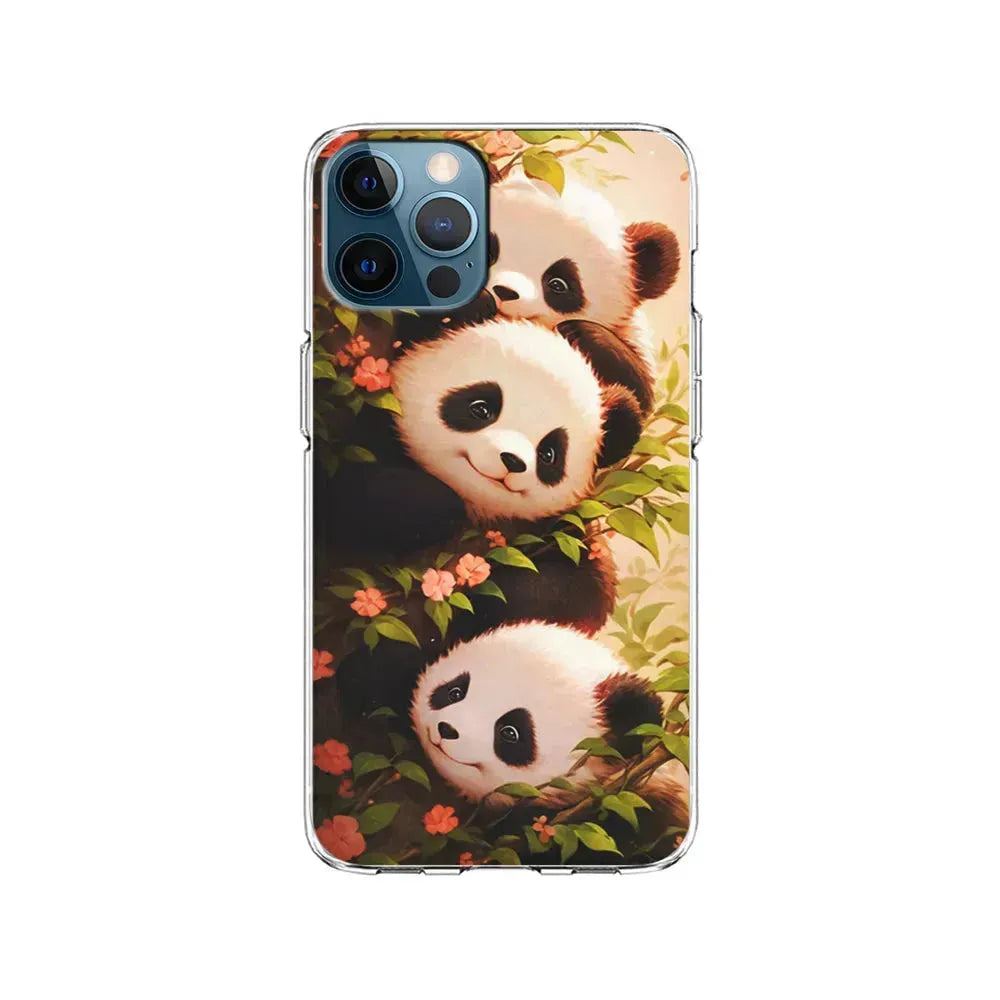 Three Cute Pandas Hiding iPhone 15 Pro Max Case-Clear Soft Case-Xtracase
