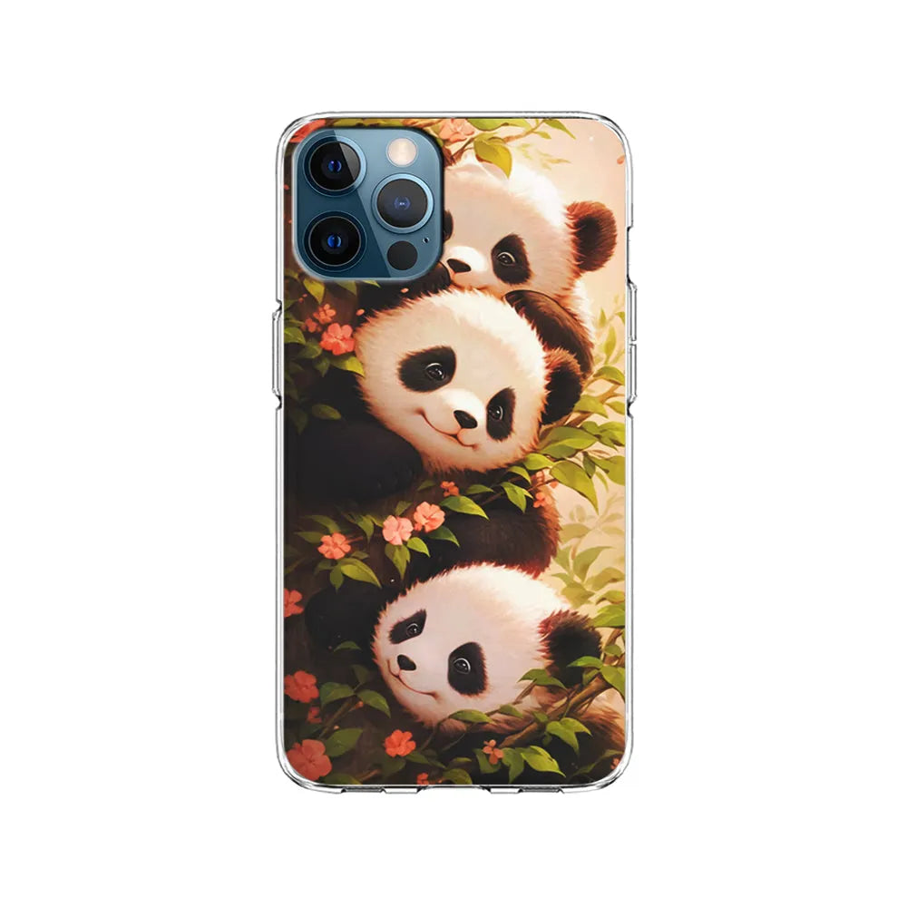 Three Cute Pandas Hiding iPhone 13 Pro Case-Clear Soft Case-Xtracase