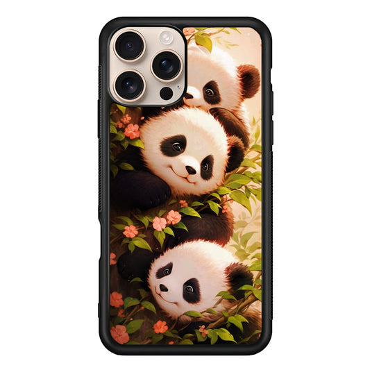 Three Cute Pandas Hiding iPhone 16 Pro Max Case - iPhone 16 Pro Max