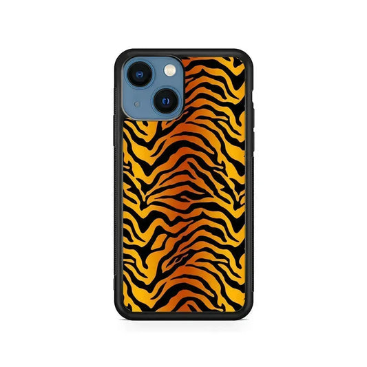 Tiger Stripe Skin Pattern iPhone 13 Mini Case-Rubber / Black (2D Case)-Xtracase
