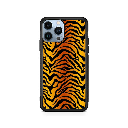 Tiger Stripe Skin Pattern iPhone 13 Pro Case-Rubber / Black (2D Case)-Xtracase