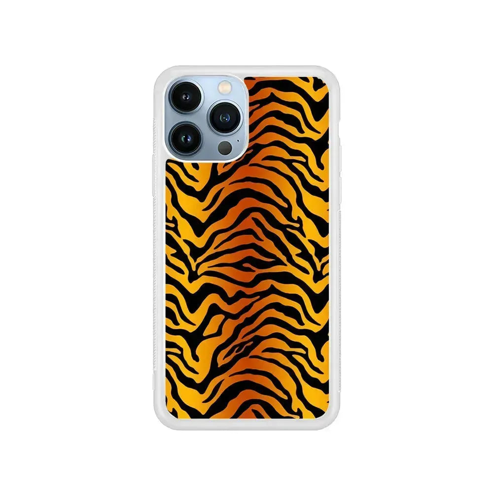 Tiger Stripe Skin Pattern iPhone 15 Pro Max Case-Rubber / White (2D Case)-Xtracase