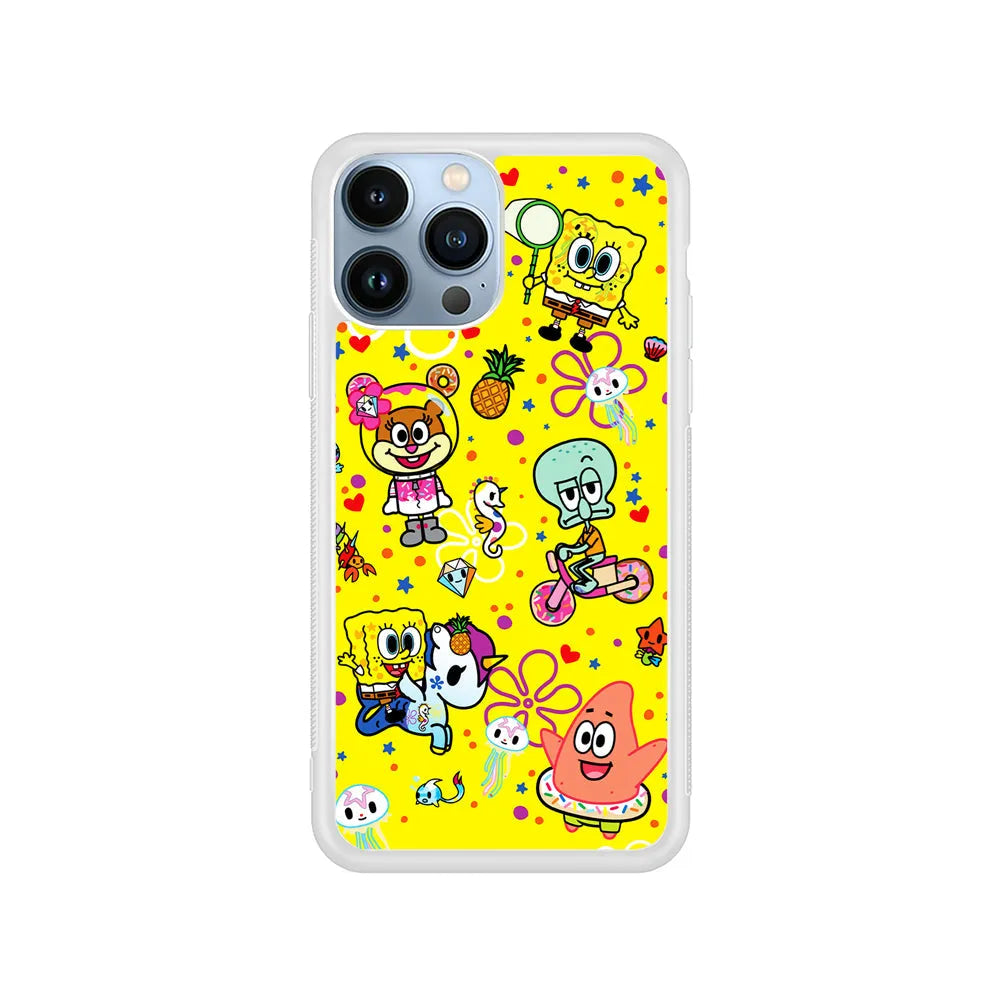 Tokidoki x SpongeBob Squarepants iPhone 13 Pro Case-Rubber / White (2D Case)-Xtracase