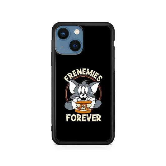 Tom and Jerry Frenemies Forever iPhone 13 Mini Case-Rubber / Black (2D Case)-Xtracase
