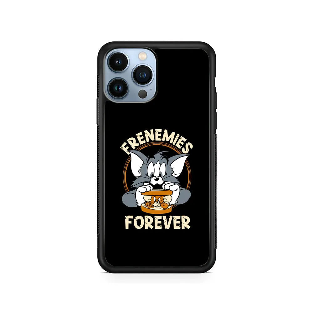 Tom and Jerry Frenemies Forever iPhone 13 Pro Max Case-Rubber / Black (2D Case)-Xtracase