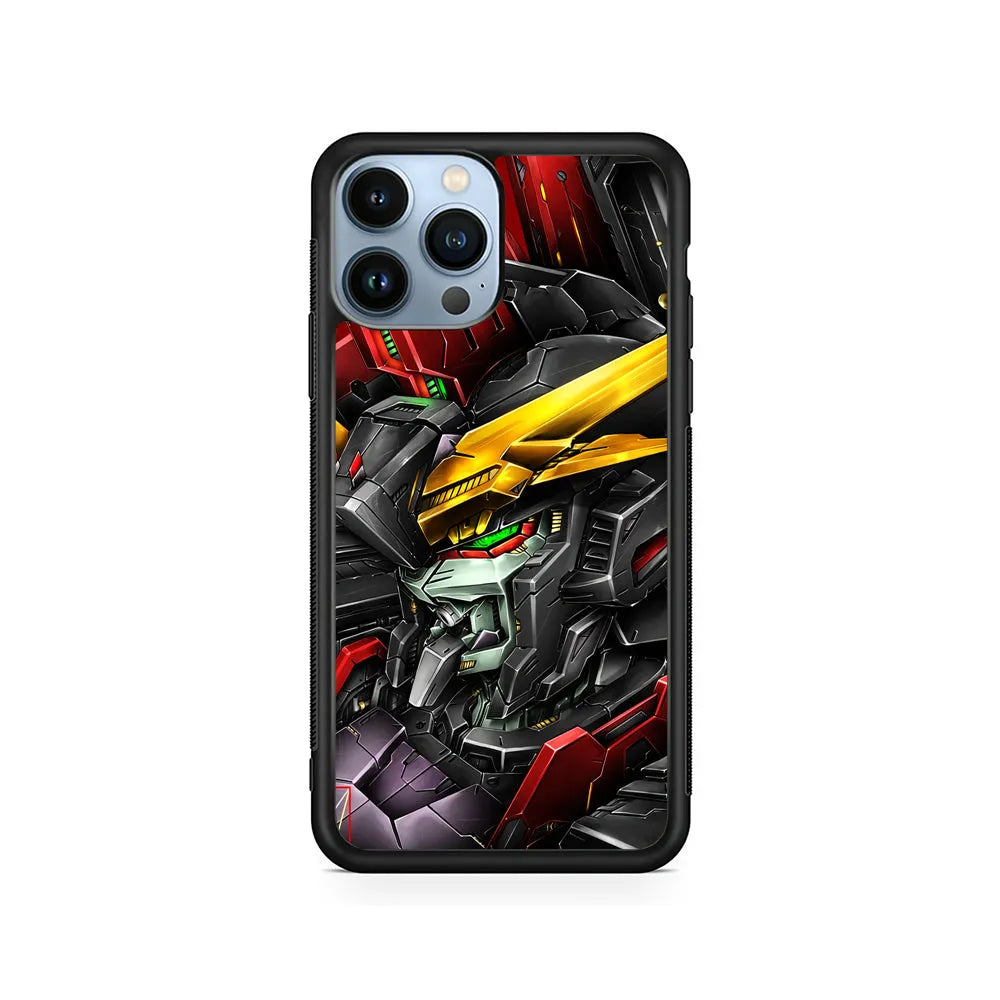 Gundam Transformation of The Machine iPhone 13 Pro Case-Rubber / Black (2D Case)-Xtracase