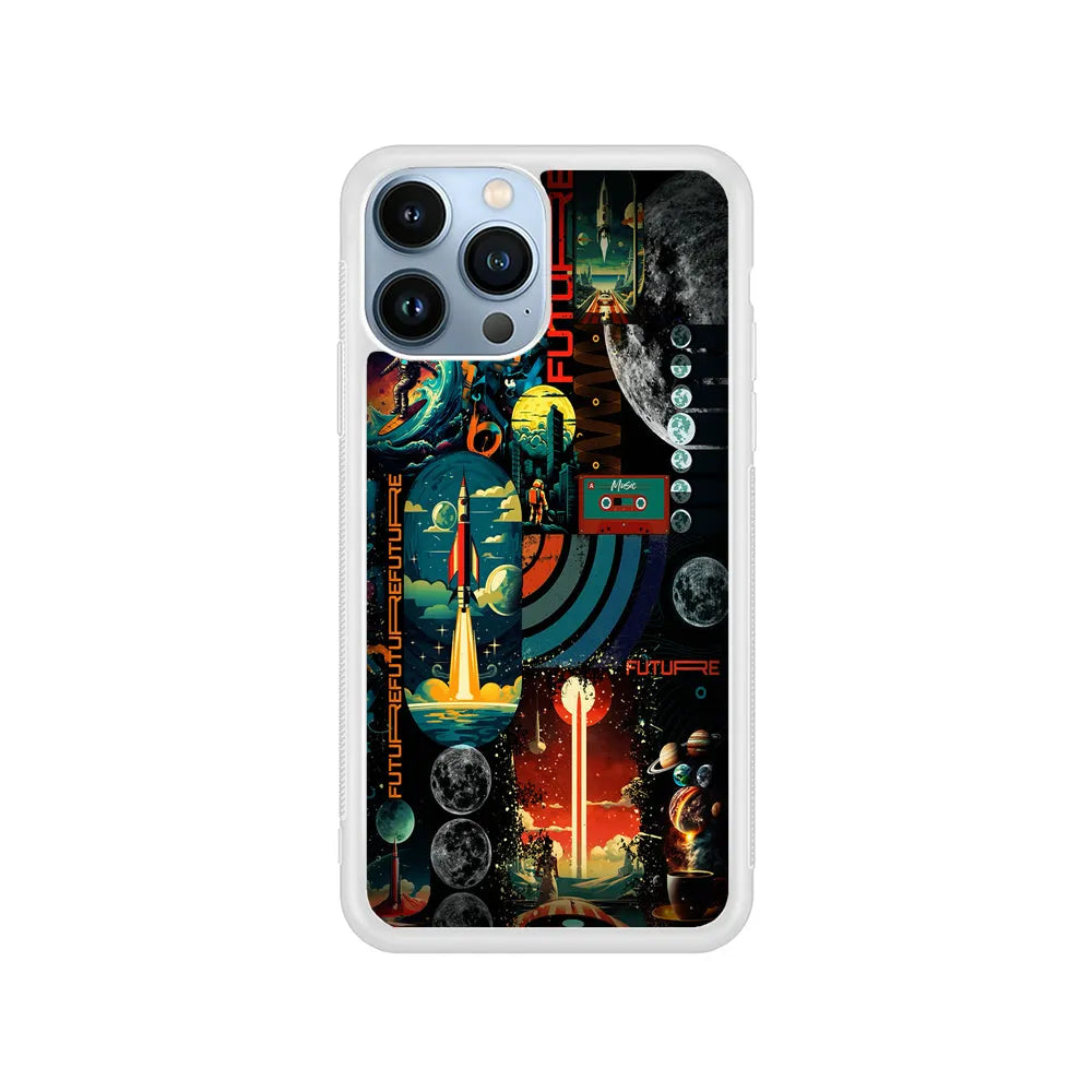 Travel Future Worlds Space iPhone 13 Pro Case-Rubber / White (2D Case)-Xtracase