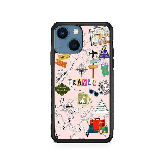 Travel and Adventure Tourism iPhone 13 Mini Case-Rubber / Black (2D Case)-Xtracase