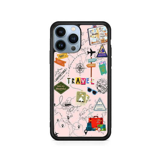 Travel and Adventure Tourism iPhone 13 Pro Max Case-Rubber / Black (2D Case)-Xtracase