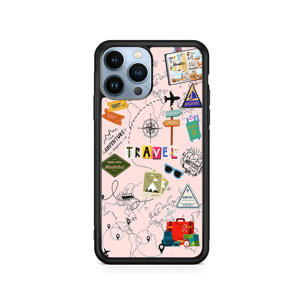 Travel and Adventure Tourism iPhone 13 Pro Case-Rubber / Black (2D Case)-Xtracase