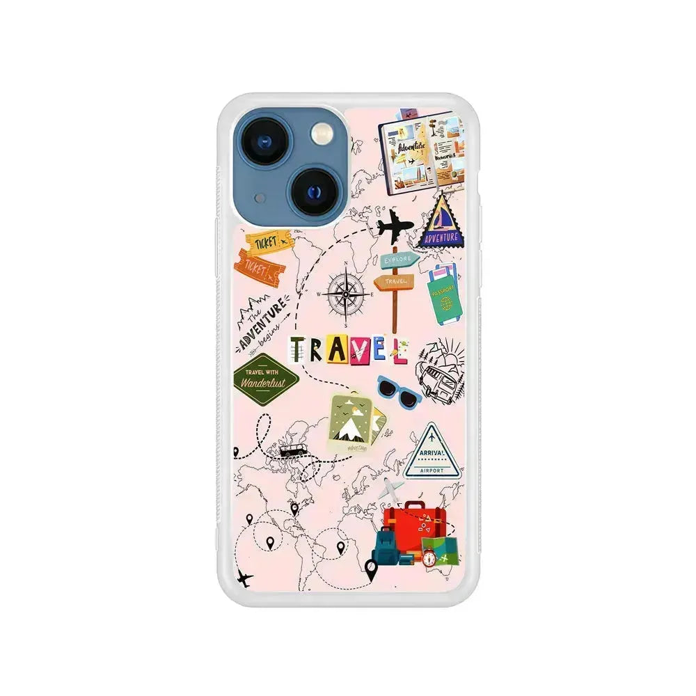 Travel and Adventure Tourism iPhone 13 Mini Case-Rubber / White (2D Case)-Xtracase