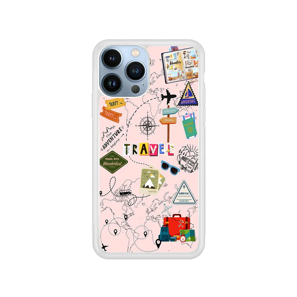 Travel and Adventure Tourism iPhone 13 Pro Case-Rubber / White (2D Case)-Xtracase