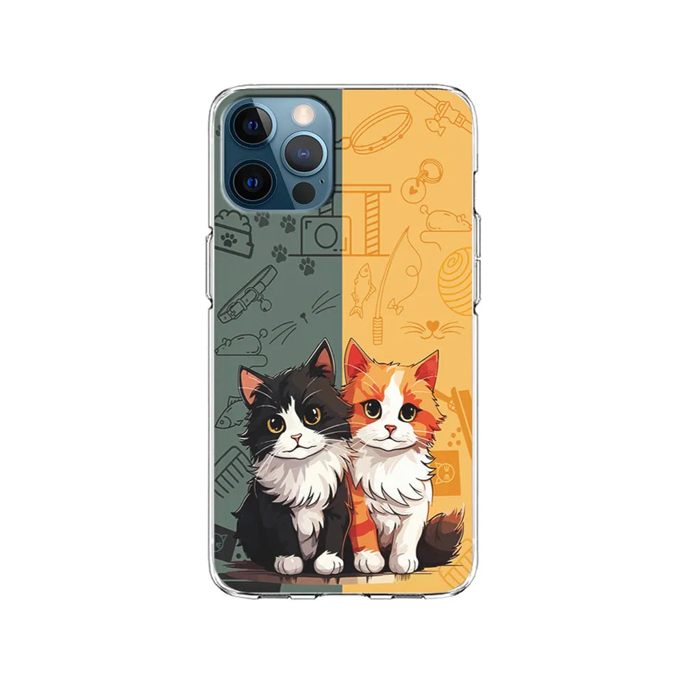 Two Cute Cats Kawai iPhone 13 Pro Case-Clear Soft Case-Xtracase