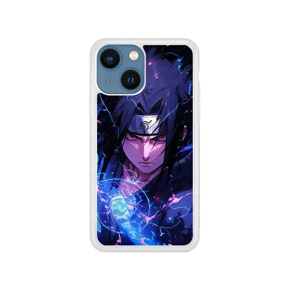 Uchiha Sasuke Serious mode iPhone 13 Mini Case-Rubber / White (2D Case)-Xtracase