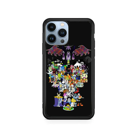 Undertale All Characters iPhone 13 Pro Max Case-Rubber / Black (2D Case)-Xtracase
