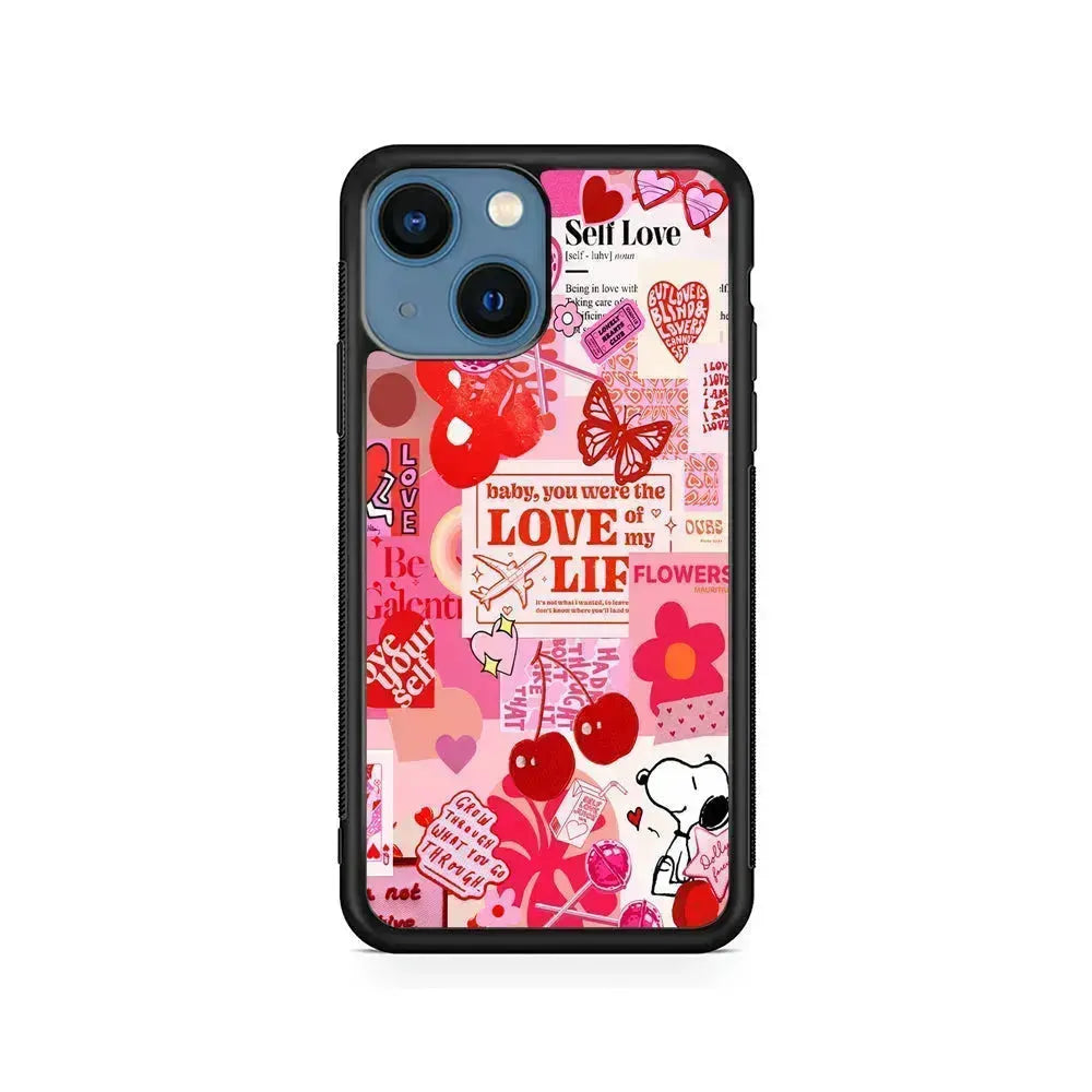 Valentine’s Day Aesthetic iPhone 13 Mini Case-Rubber / Black (2D Case)-Xtracase