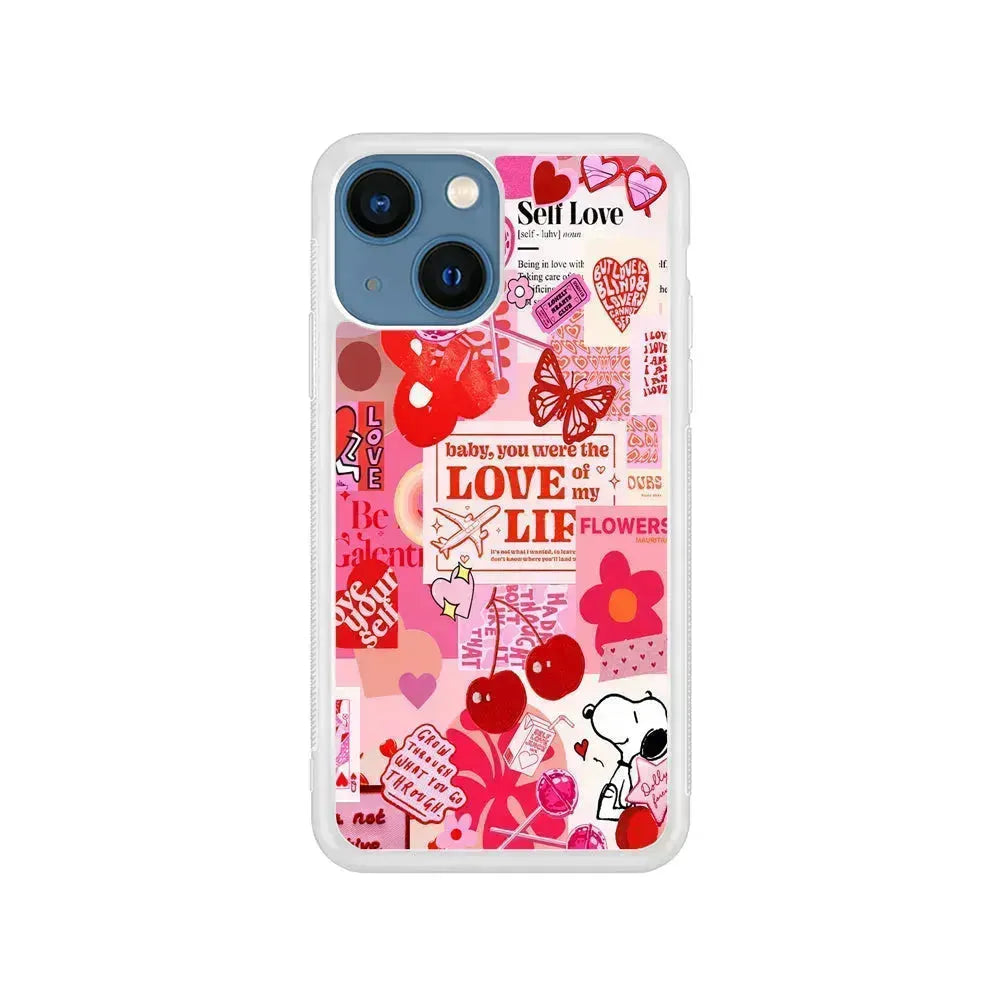 Valentine’s Day Aesthetic iPhone 13 Mini Case-Rubber / White (2D Case)-Xtracase