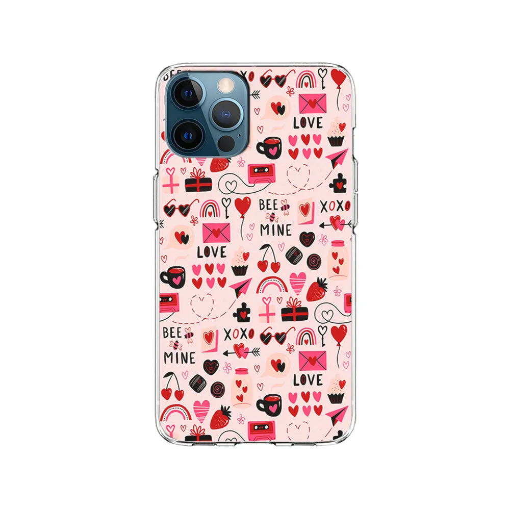 Valentine’s Day Love Pattern iPhone 13 Pro Case-Clear Soft Case-Xtracase
