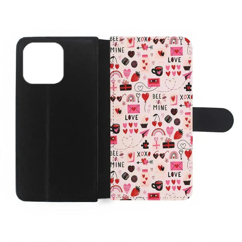 Valentine’s Day Love Pattern iPhone 13 Mini Case-Flip Wallet Case-Xtracase