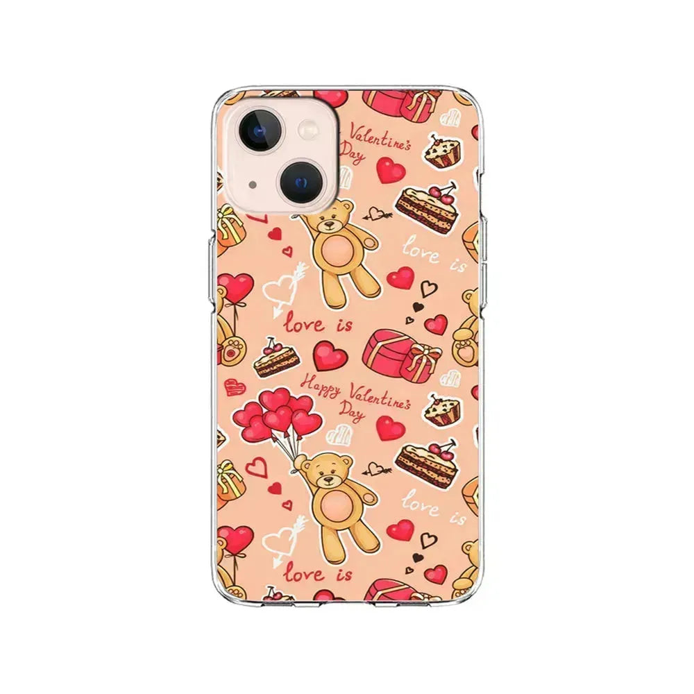 Valentine’s Day with Teddy Bears iPhone 13 Mini Case-Clear Soft Case-Xtracase