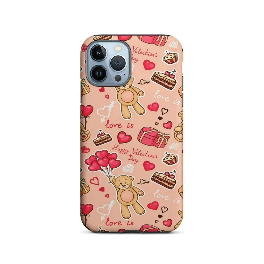 Valentine’s Day with Teddy Bears iPhone 15 Pro Max Case-2 in 1 Tough Case-Xtracase