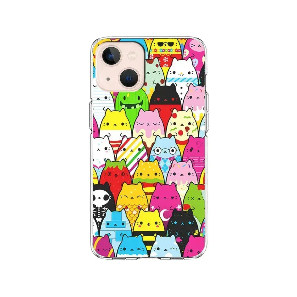 Various Cats Cartoon iPhone 13 Mini Case-Clear Soft Case-Xtracase