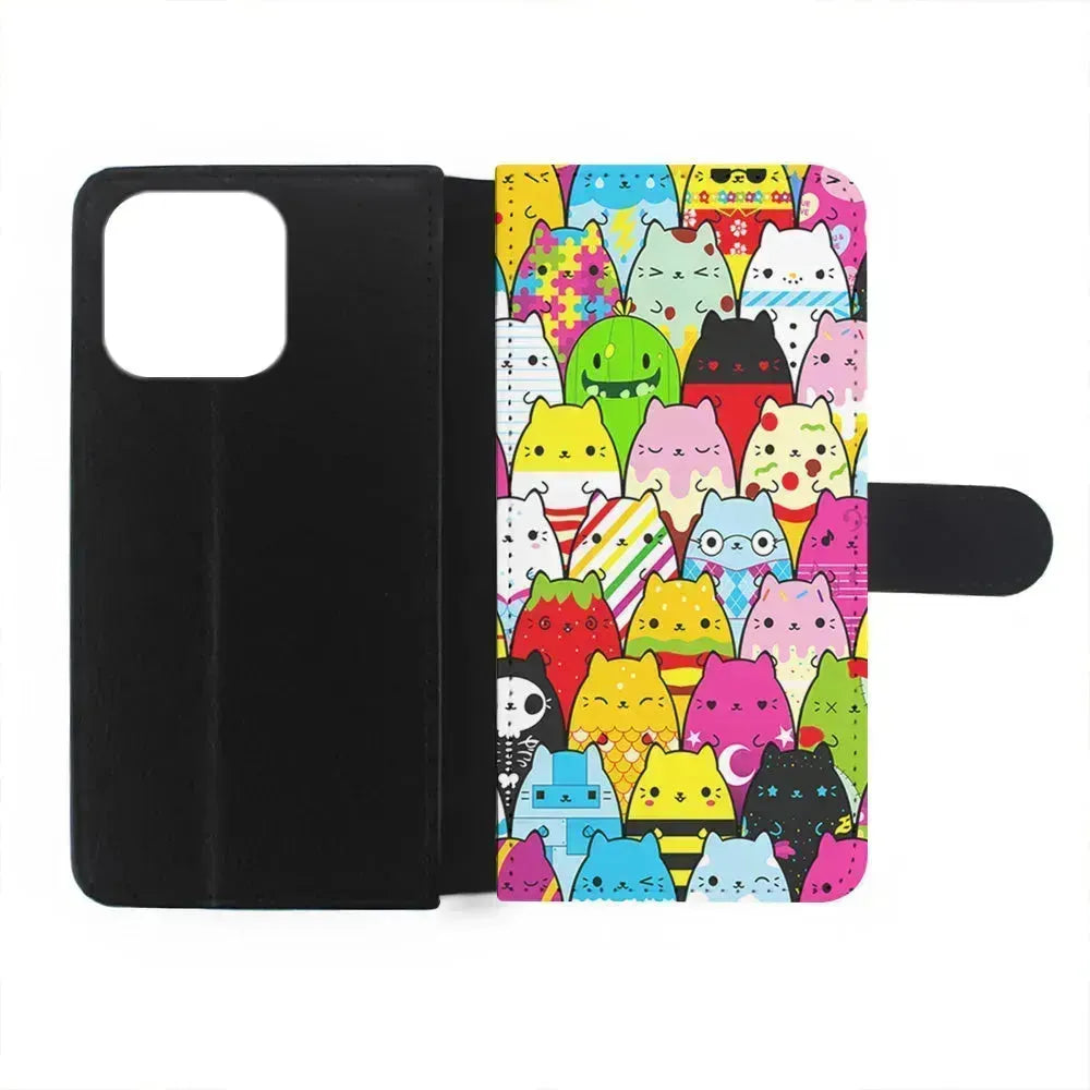 Various Cats Cartoon iPhone 13 Mini Case-Flip Wallet Case-Xtracase