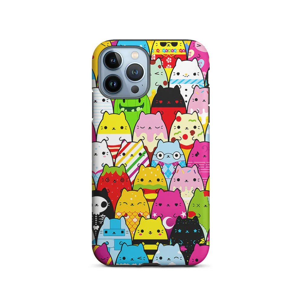 Various Cats Cartoon iPhone 13 Pro Case-2 in 1 Tough Case-Xtracase