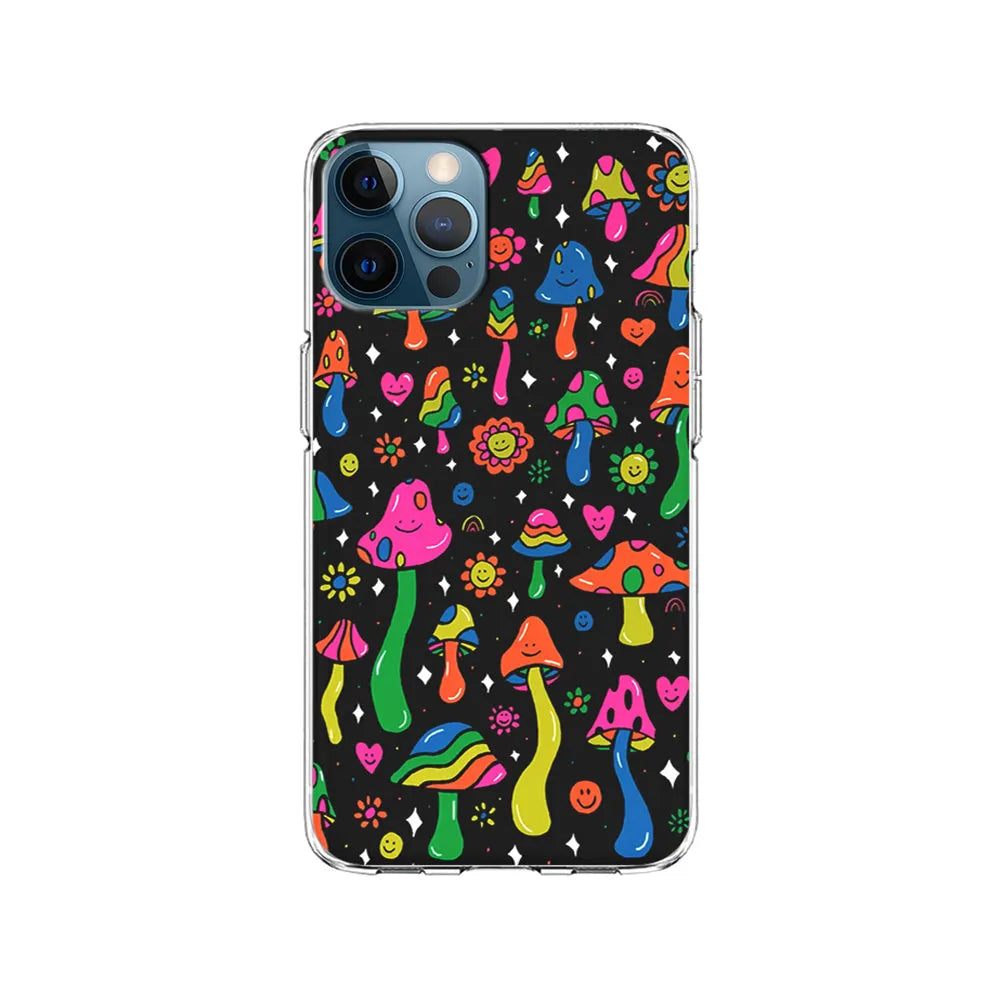 Various Mushrooms Smile Colorful iPhone 13 Pro Case-Clear Soft Case-Xtracase