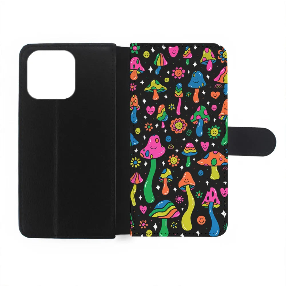 Various Mushrooms Smile Colorful iPhone 13 Pro Case-Flip Wallet Case-Xtracase