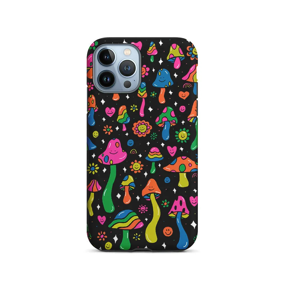 Various Mushrooms Smile Colorful iPhone 13 Pro Case-2 in 1 Tough Case-Xtracase