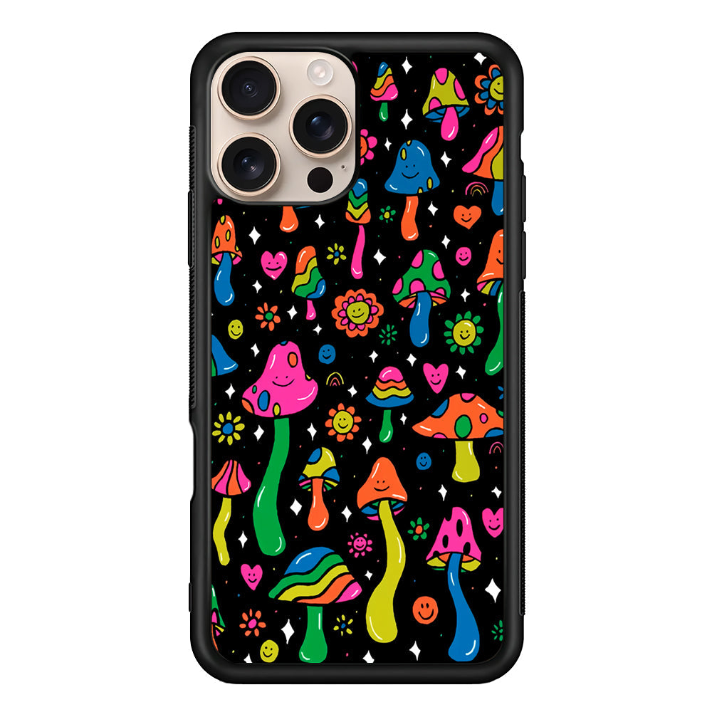Various Mushrooms Smile Colorful iPhone 16 Pro Max Case - iPhone 16 Pro Max