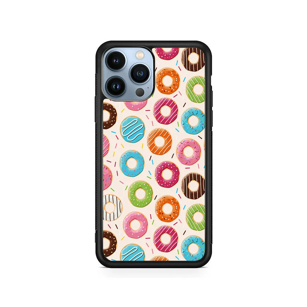 Various Sweet Cute Donuts iPhone 13 Pro Case-Rubber / Black (2D Case)-Xtracase