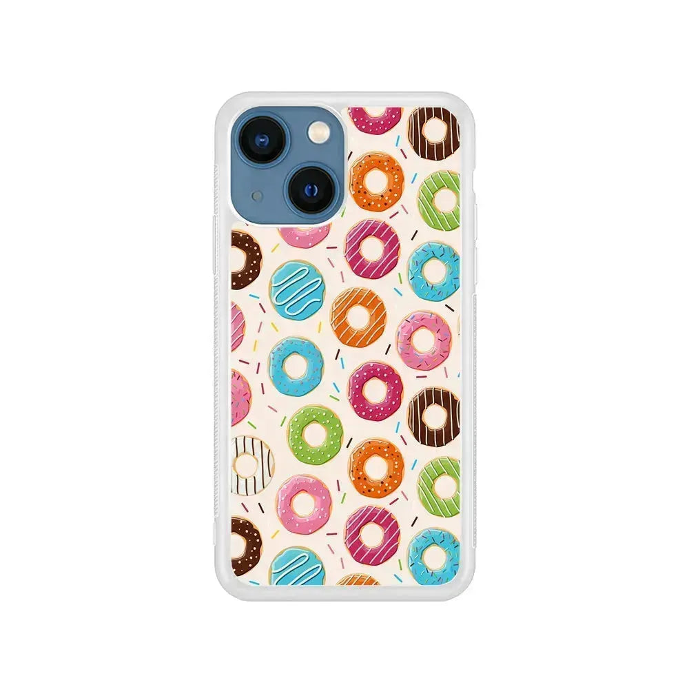 Various Sweet Cute Donuts iPhone 13 Mini Case-Rubber / White (2D Case)-Xtracase