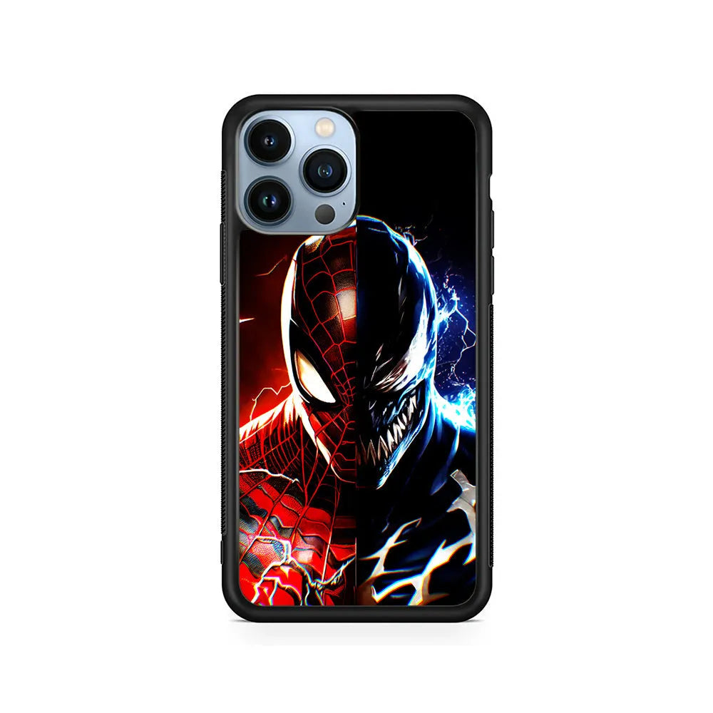 Venom X Spiderman Character iPhone 13 Pro Case-Rubber / Black (2D Case)-Xtracase