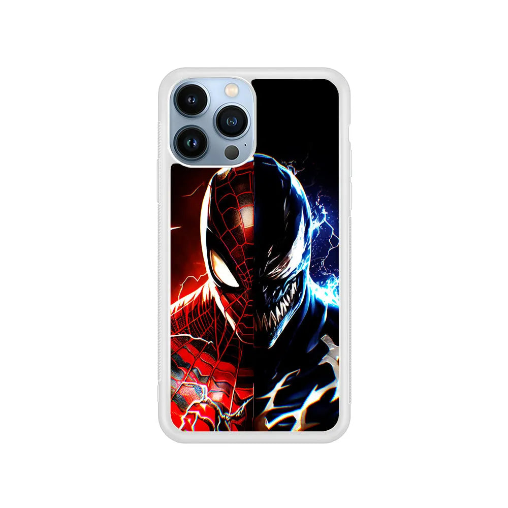 Venom X Spiderman Character iPhone 13 Pro Max Case-Rubber / White (2D Case)-Xtracase
